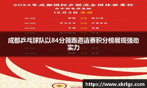 成都乒乓球队以84分领跑邀请赛积分榜展现强劲实力